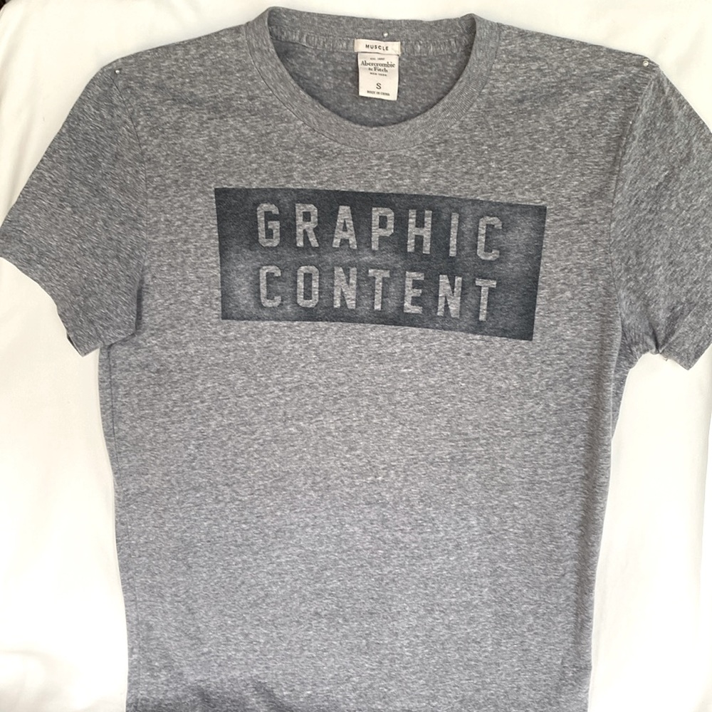 Gently Worn Abercrombie & Fitch Muscle Rare Graphic Content Men’s Tee Small Gray